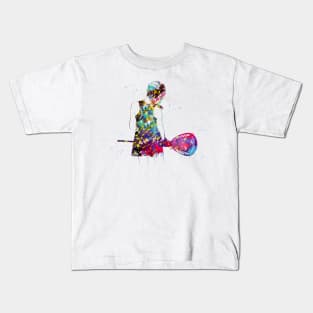 Lacrosse Player woman Kids T-Shirt